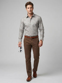 Charagh Din - Blended Long Sleeves Print Gray Party Shirt