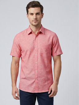 Charagh Din - Blended Short Sleeves Plain Pink Formal Shirt