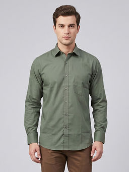 Charagh Din - Blended Long Sleeves Plain Green Formal Shirt