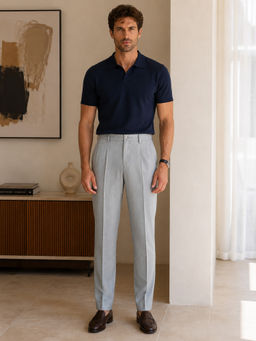 Denro - Men's Tailored Fit Stretched Polyester Blend Trouser