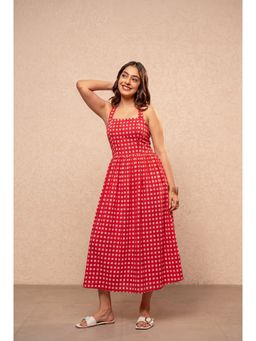 DEASHA INDIA - April Red Gingham A-Line Dress