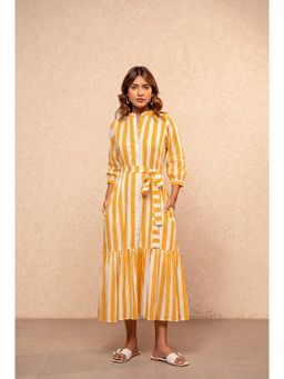 DEASHA INDIA - Cici Yellow Striped Dress with Belt