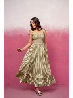 DEASHA INDIA - Elisa Green Striped Maxi Dress