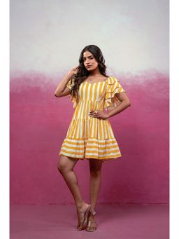 DEASHA INDIA - Elle Yellow Striped Short Dress