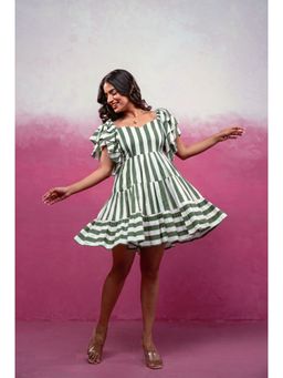 DEASHA INDIA - Emery Green Striped Short Dress