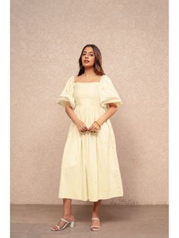 DEASHA INDIA - Ivorie Yellow Cotton A-Line Dress