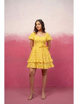 DEASHA INDIA - Iyla Yellow Printed Dress with Belt