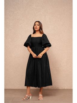 DEASHA INDIA - Runa Black Cotton A-Line Dress