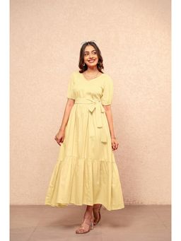 DEASHA INDIA - Sienna Yellow Maxi Dress with Belt