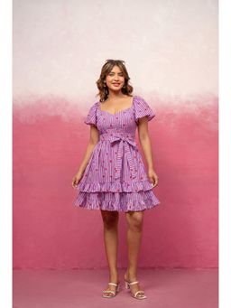 DEASHA INDIA - Valeire Purple Printed Dress with Belt