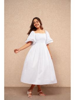 DEASHA INDIA - Willa White Cotton A-Line Dress