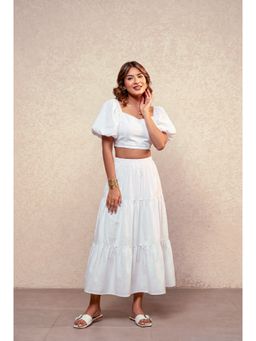 DEASHA INDIA - Zuri White Crop Top with Skirt