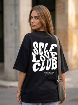 IKI CHIC - Black Printed Oversized T-Shirt