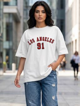 IKI CHIC - White Oversized Printed T-Shirt