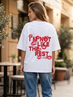 IKI CHIC - White Printed Oversized T-Shirt