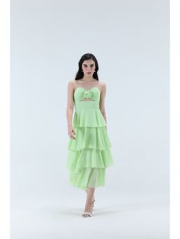 XAYA - Pista Green Shayla Rose Midi Dress