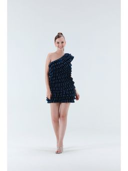 XAYA - Navy Blue Alura Ruffled Mini Dress