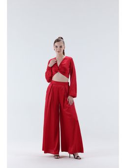 XAYA - Red Renne Knotted Crop Top