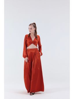 XAYA - Rust Renne Knotted Crop Top