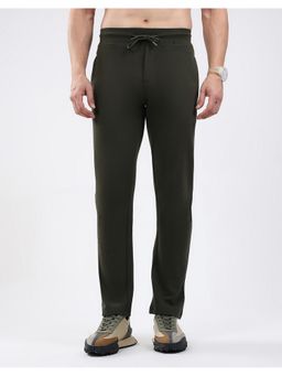 Monte Carlo - Men Olive Cotton Blend Solid Trackpant