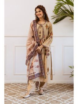 Autumnlane - Bakul Beige Floral Embroidered Kurta with Pant and Dupatta (Set of 3)
