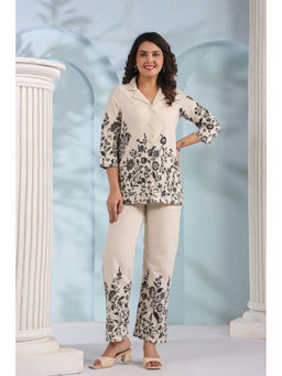 Autumnlane - Hardik Mono Off White Cotton Floral Print Co-Ord (Set of 2)