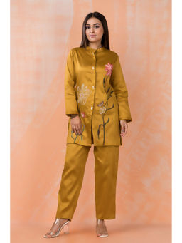 Autumnlane - Sabhya Mustard Floral Embroidery Co-Ord (Set of 2)