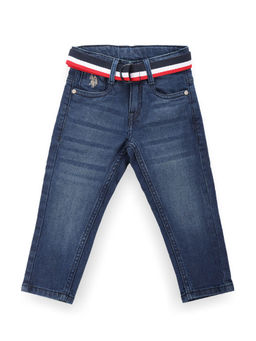 U.S. POLO ASSN. - Boys Blue Slim Fit Striped Belt Jeans