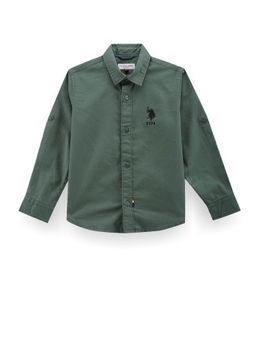 U.S. POLO ASSN. - Boys Green Brand Printed Shirt