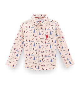 U.S. POLO ASSN. - Boys Beige Festive Print Shirt
