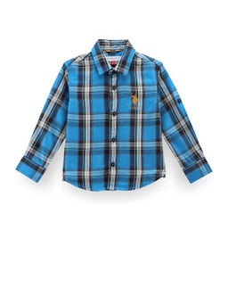 U.S. POLO ASSN. - Boys Blue Tartan Check Twill Shirt