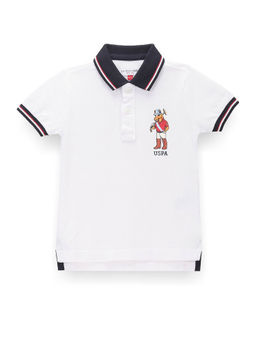 U.S. POLO ASSN. - Boys White Solid Collar Polo T-Shirt