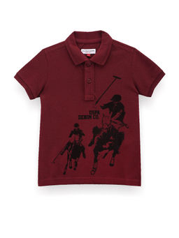 U.S. POLO ASSN. - Boys Red Graphic Print Polo T-Shirt