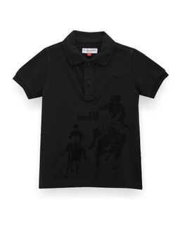 U.S. POLO ASSN. - Boys Black Graphic Print Polo T-Shirt