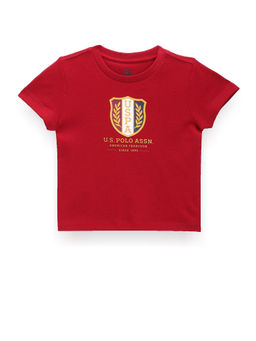 U.S. POLO ASSN. - Boys Red Brand Print Cotton T-Shirt