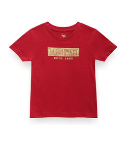 U.S. POLO ASSN. - Boys Red Brand Print Cotton T-Shirt