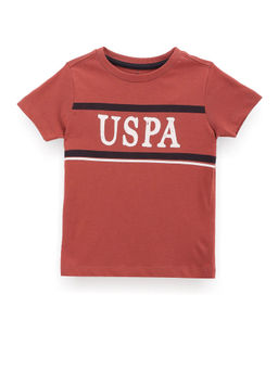 U.S. POLO ASSN. - Boys Red Brand Printed Cotton T-Shirt