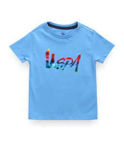 U.S. POLO ASSN. - Boys Blue Typographic Print Cotton T-Shirt