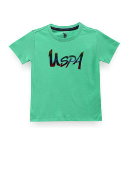 U.S. POLO ASSN. - Boys Green Typographic Print Cotton T-Shirt