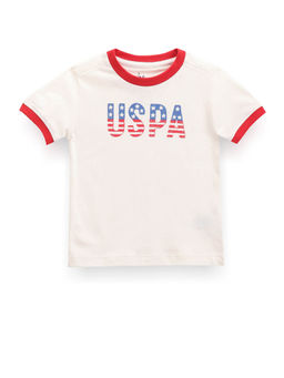 U.S. POLO ASSN. - Boys White Contrast Detail Brand Print T-Shirt