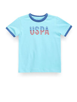 U.S. POLO ASSN. - Boys Blue Contrast Detail Brand Print T-Shirt