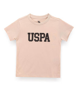 U.S. POLO ASSN. - Boys Beige Brand Print Cotton T-Shirt