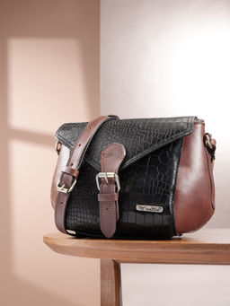 Celtic - Elevate Your Style With Our Black Croco Leather Sling Bag