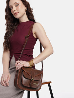 Celtic - Brown Embossing Leather Sling Bag