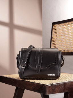 Celtic - Elevate Your Style With Our Black Leather Sling Bag