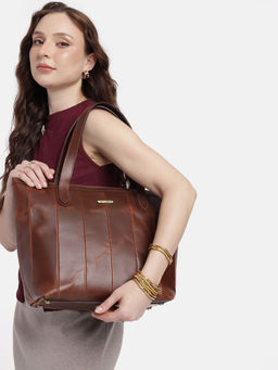 Celtic - Brown Leather Tote Bag, Handcrafted With Love In India