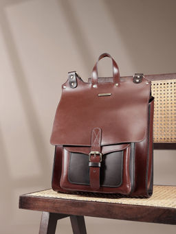 Celtic - Brown Genuine Leather Premium Dual-Tone Design Backpack