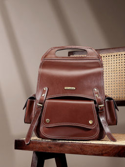 Celtic - Classic Brown Genuine Leather Durable And Trendy Carry Backpack