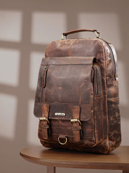 Celtic - Men's Full-Grain Genuine Leather Professional Backpack - Brown