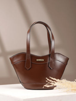 Celtic - Genuine Leather Brown Classic Shoulder Shopper Hand Bag With Detachable Strap